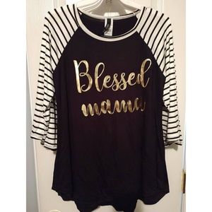 Blessed Mama baseball tee
